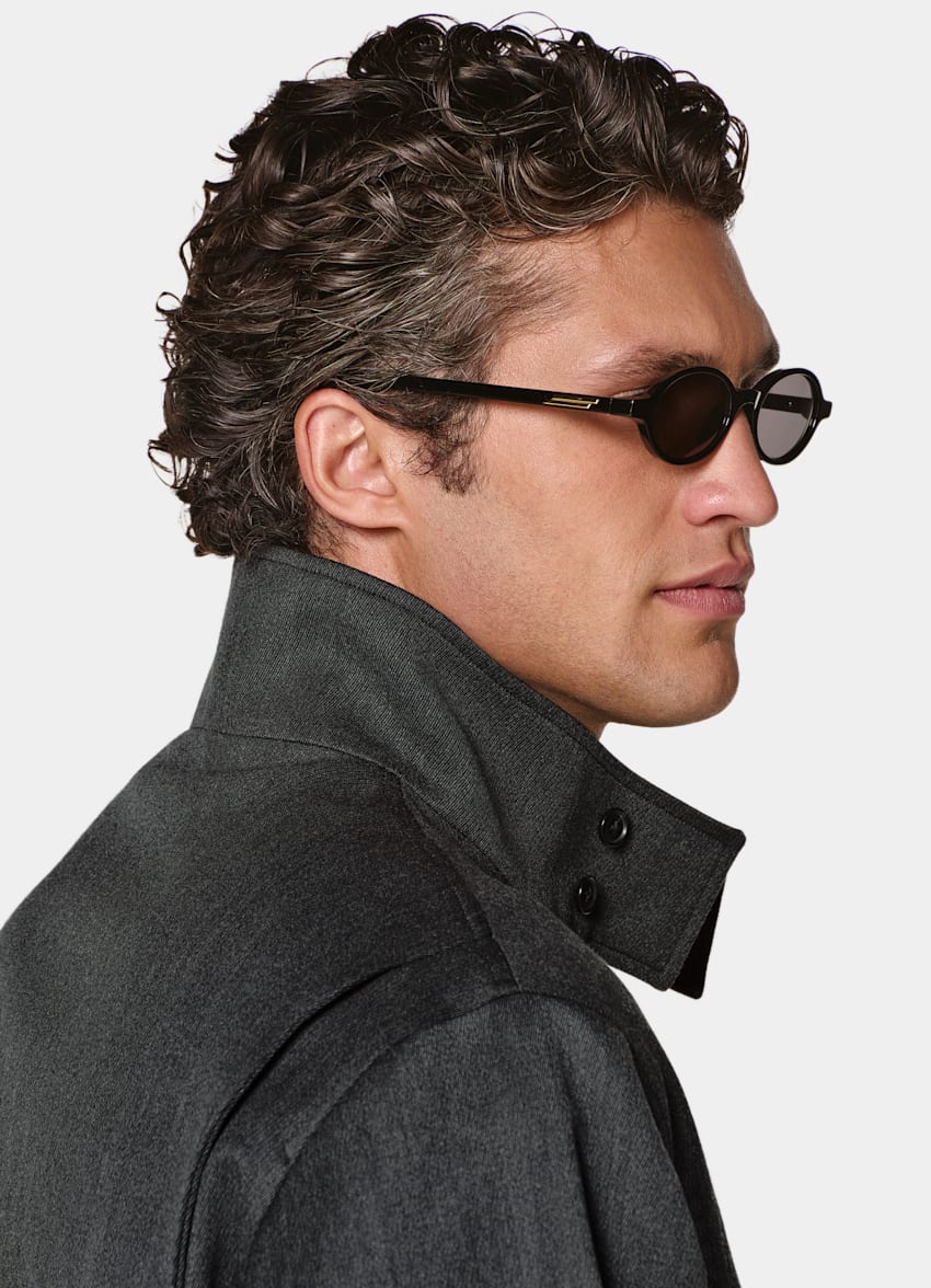 SUITSUPPLY Wool Cotton by Moon, United Kingdom Dark Grey Bomber Jacket