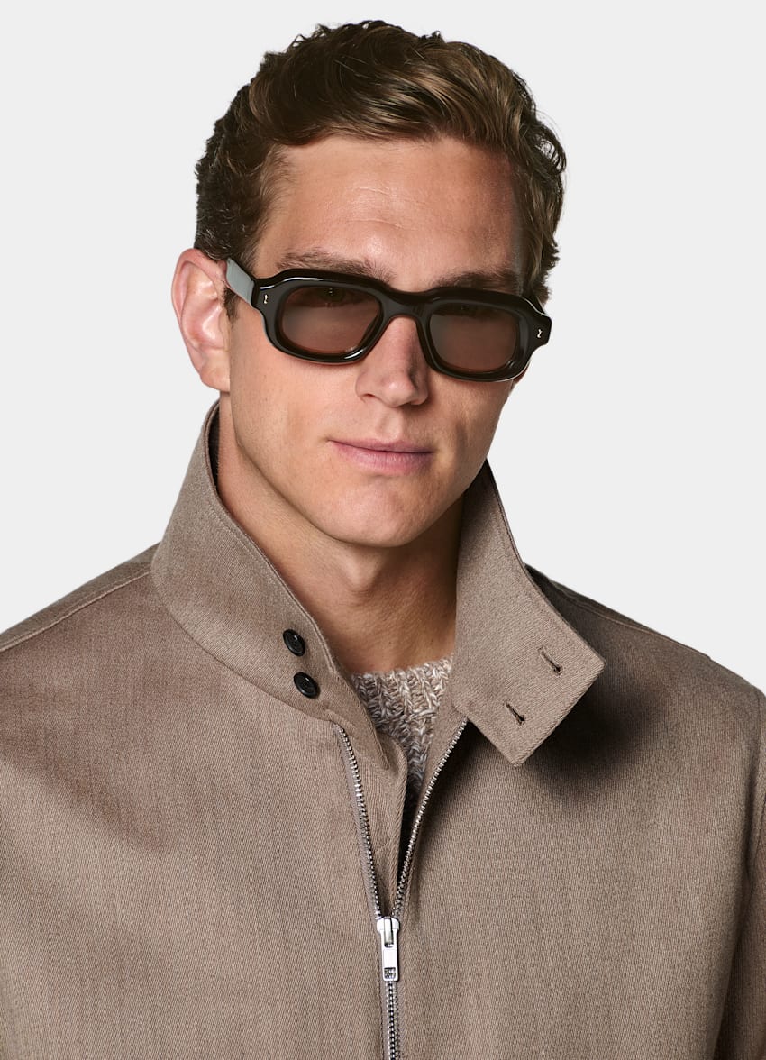 SUITSUPPLY 英国 Moon 生产的棉、羊毛面料 中棕色飞行员夹克