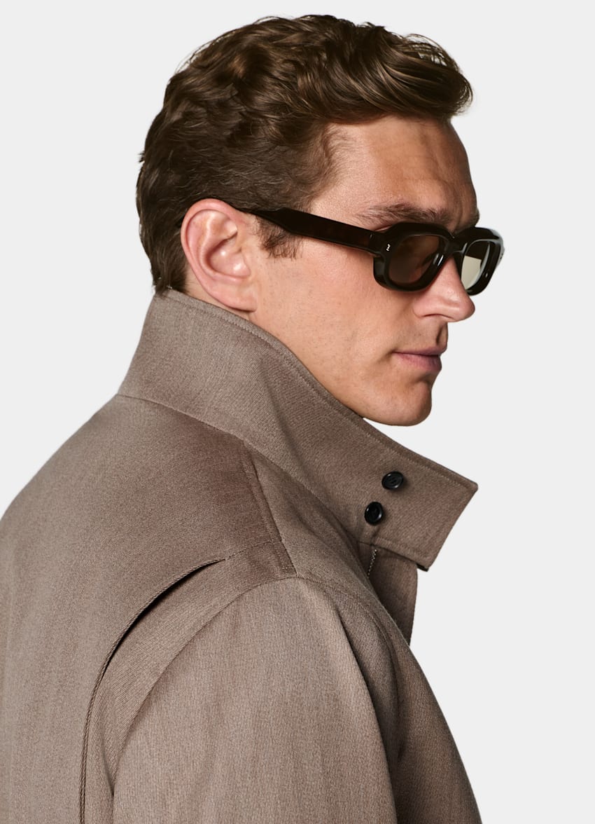 SUITSUPPLY 英国 Moon 生产的棉、羊毛面料 中棕色飞行员夹克