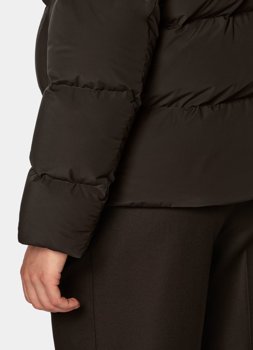SUITSUPPLY Technical Fabric Dark Brown Puffer Jacket