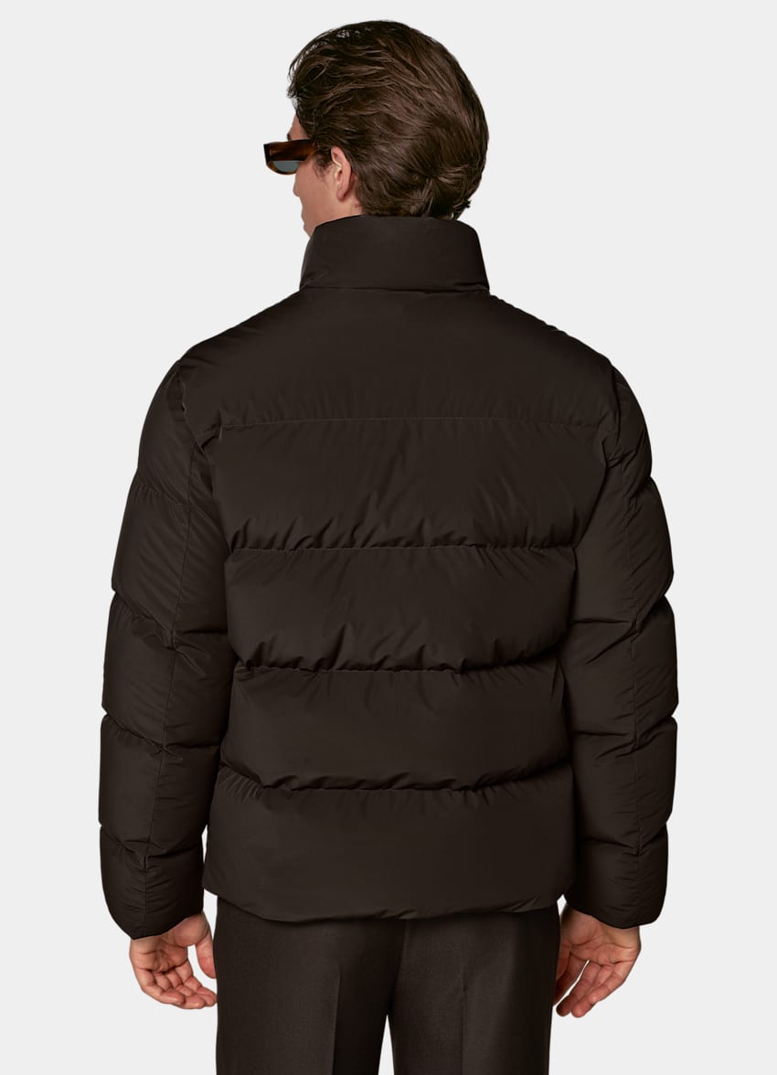 SUITSUPPLY Technical Fabric Dark Brown Puffer Jacket