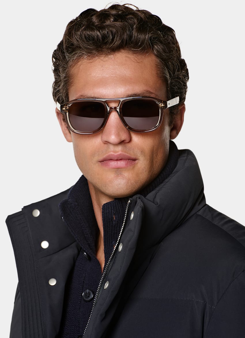 SUITSUPPLY Technical Fabric Navy Puffer Jacket