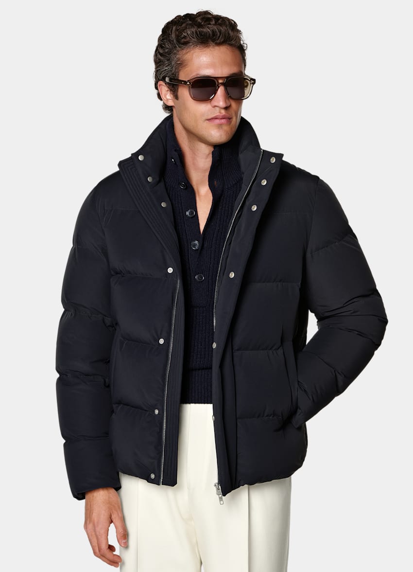 SUITSUPPLY Technical Fabric Navy Puffer Jacket