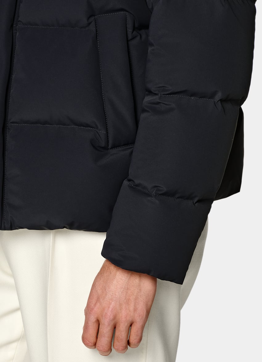 SUITSUPPLY Technical Fabric Navy Puffer Jacket