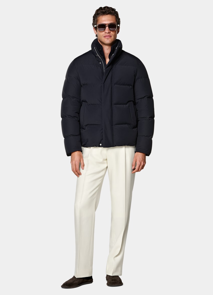 SUITSUPPLY Technical Fabric Navy Puffer Jacket