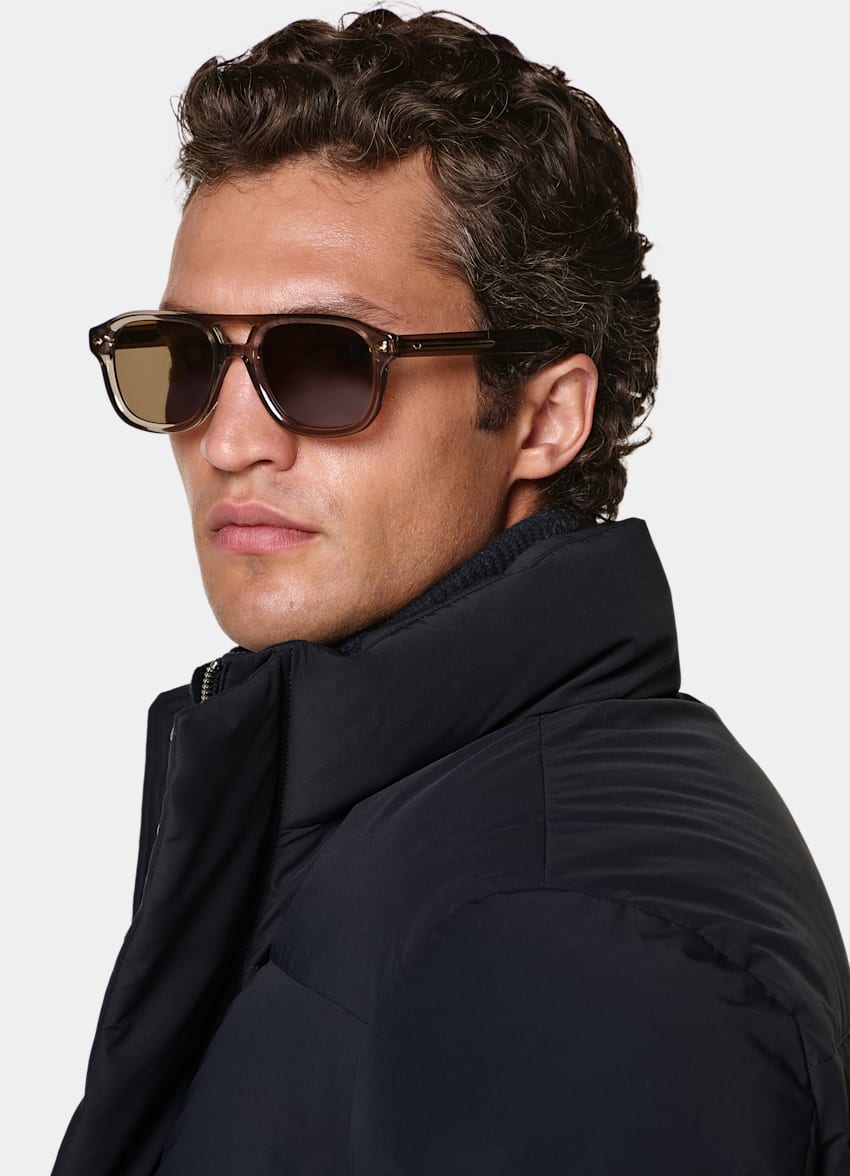 SUITSUPPLY Technical Fabric Navy Puffer Jacket