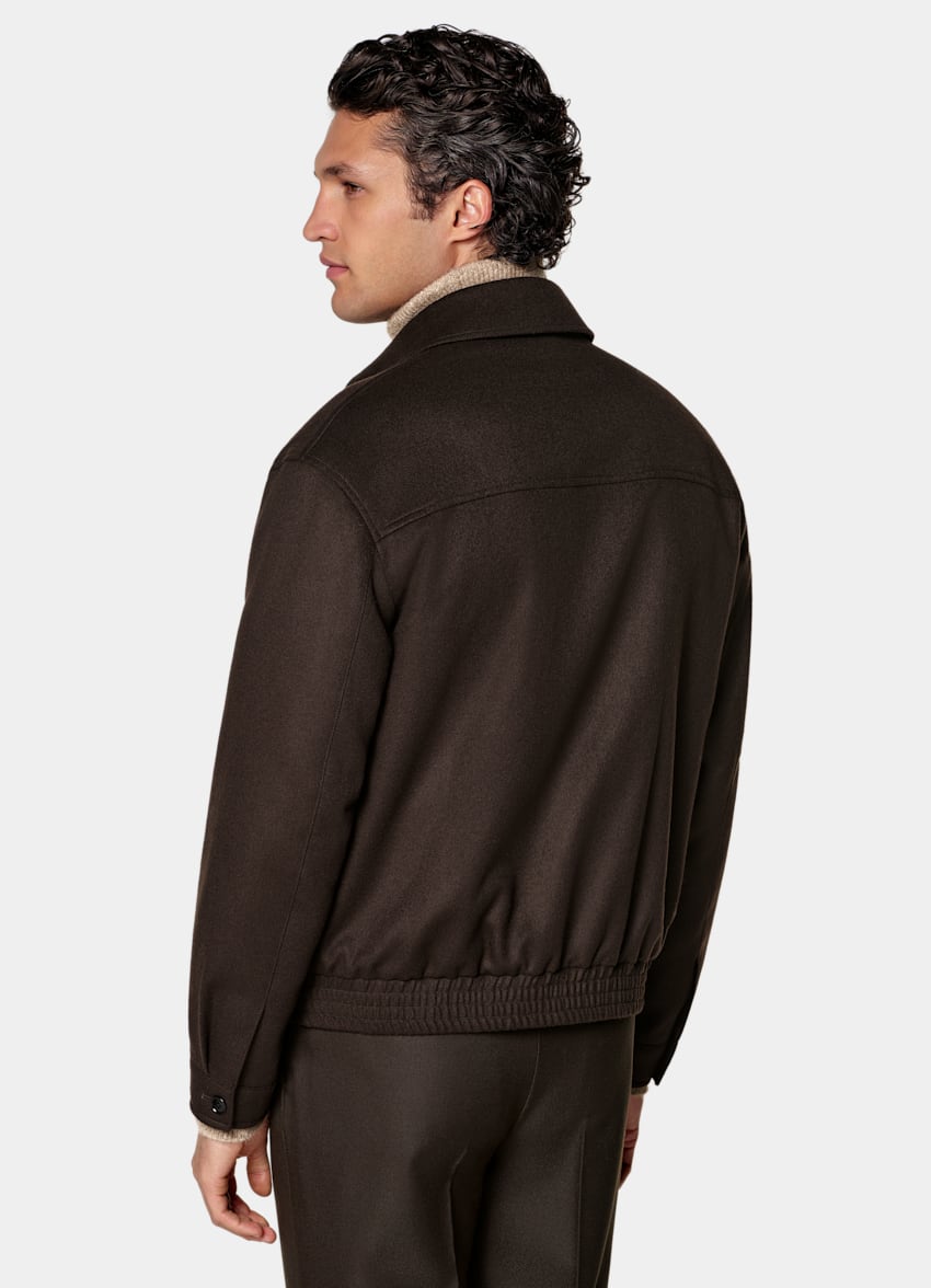 SUITSUPPLY Pure Wool Dark Brown Bomber Jacket