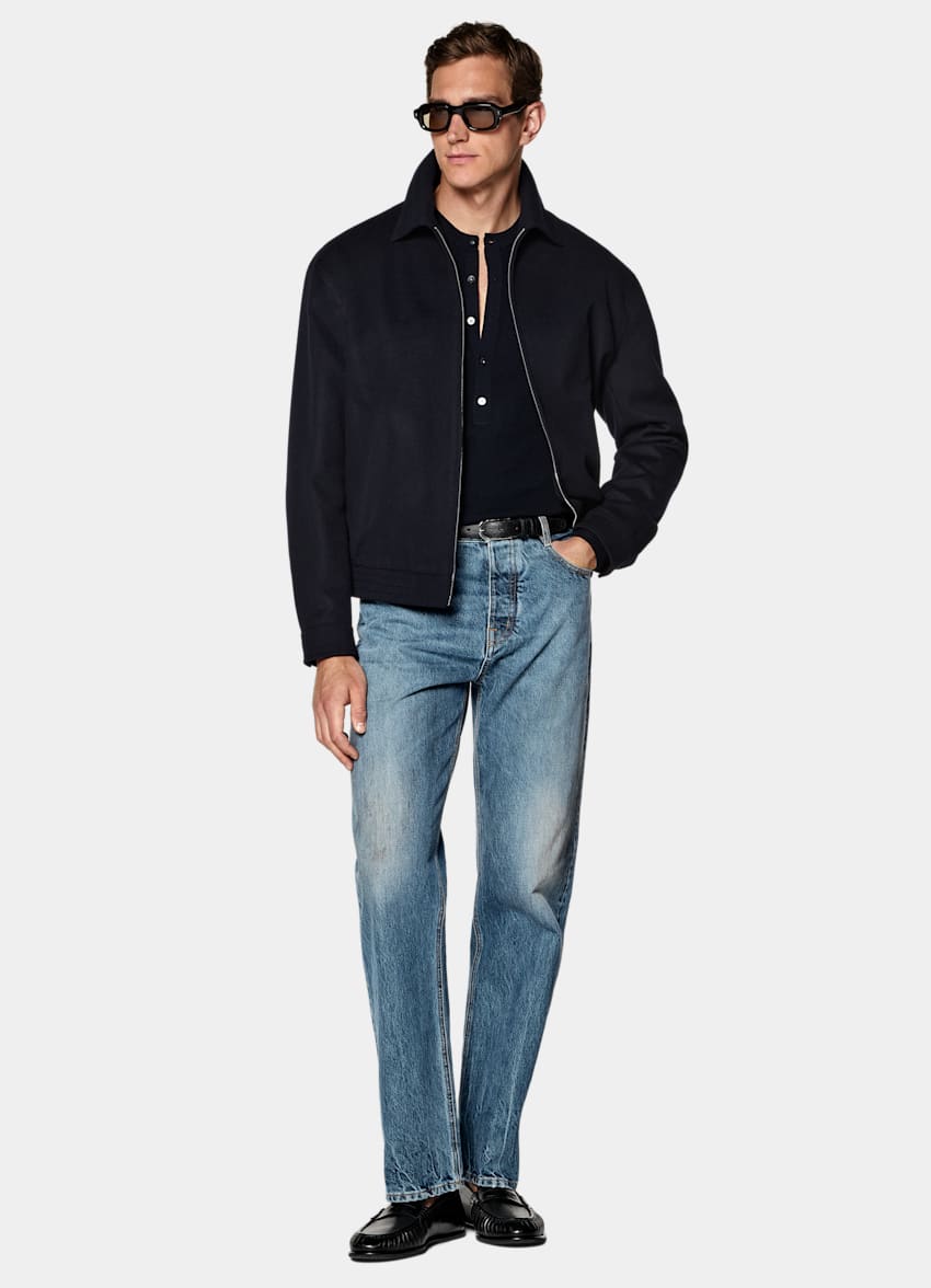 SUITSUPPLY Pure Wool Navy Bomber Jacket