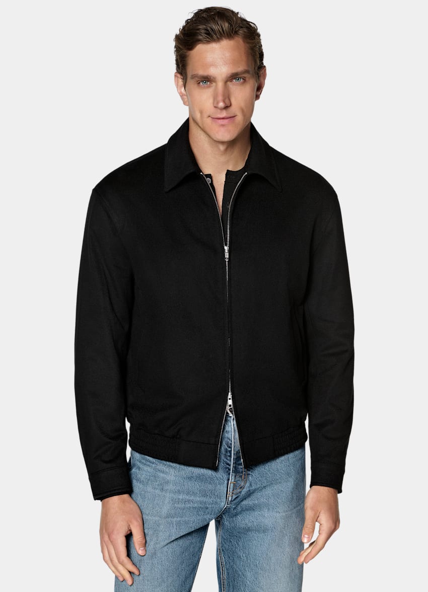 SUITSUPPLY Pure Cashmere - Colombo, Italie Black Bomber Jacket