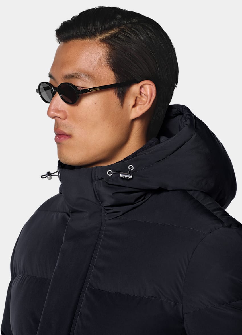 SUITSUPPLY Technical Fabric Navy Puffer Jacket
