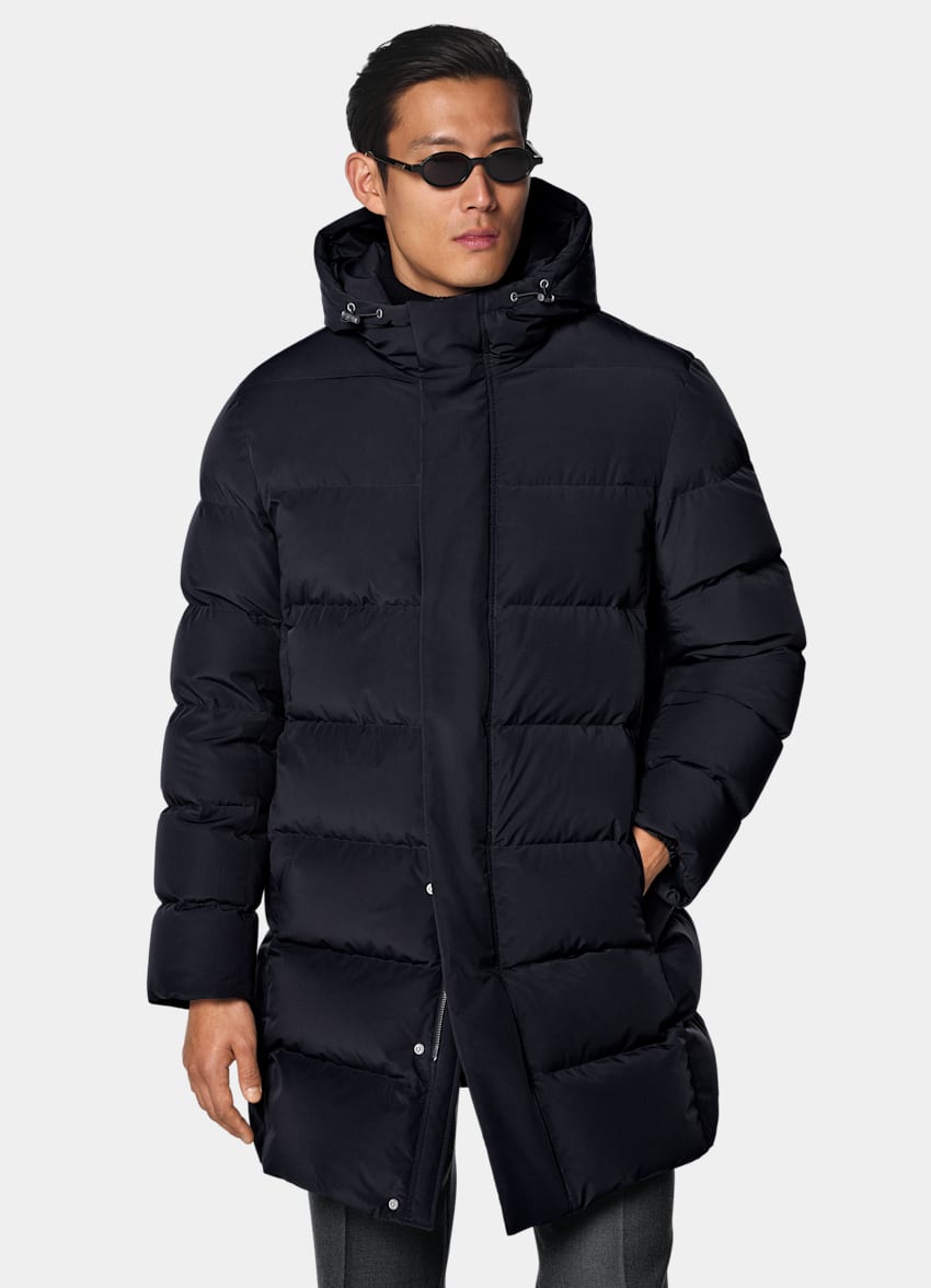 SUITSUPPLY Technical Fabric Navy Puffer Jacket