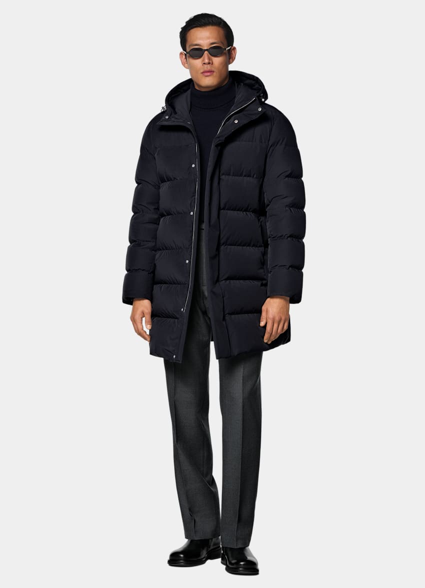 SUITSUPPLY Technical Fabric Navy Puffer Jacket