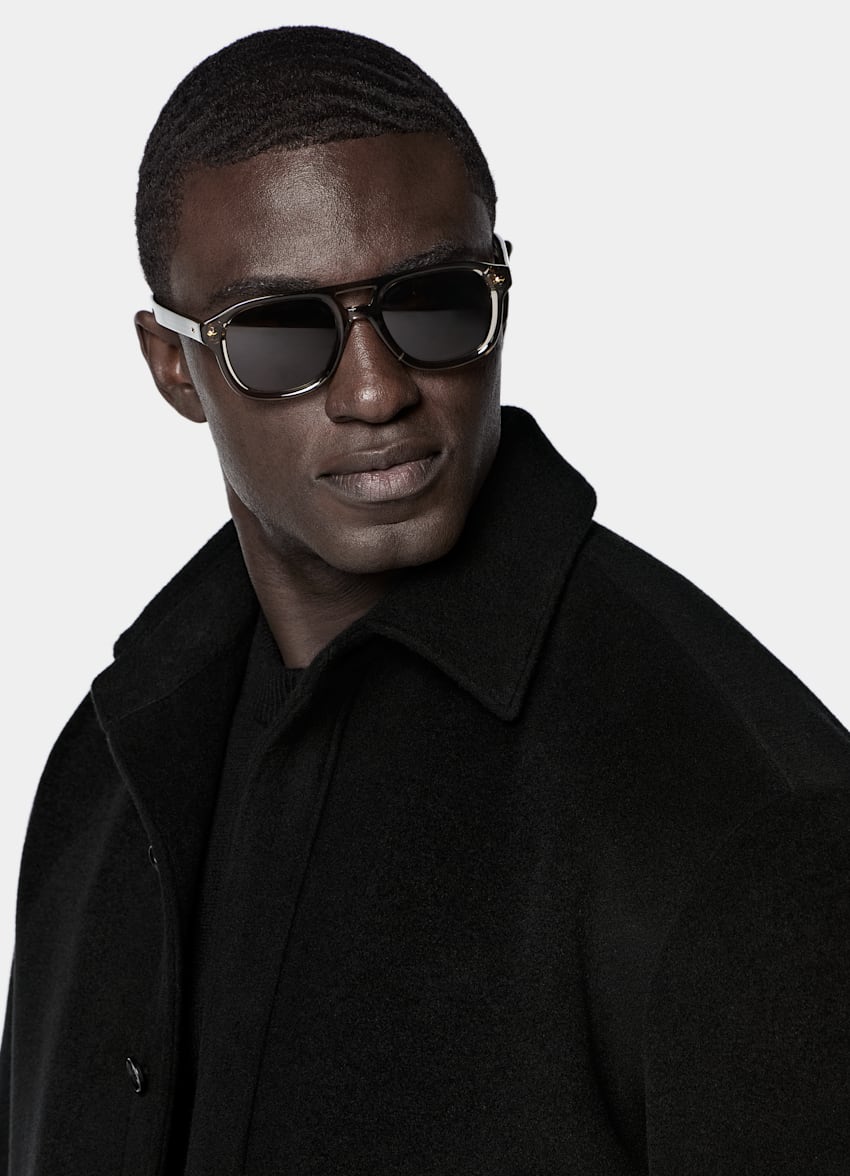 SUITSUPPLY Pure Wool Black Relaxed Overshirt Jacket