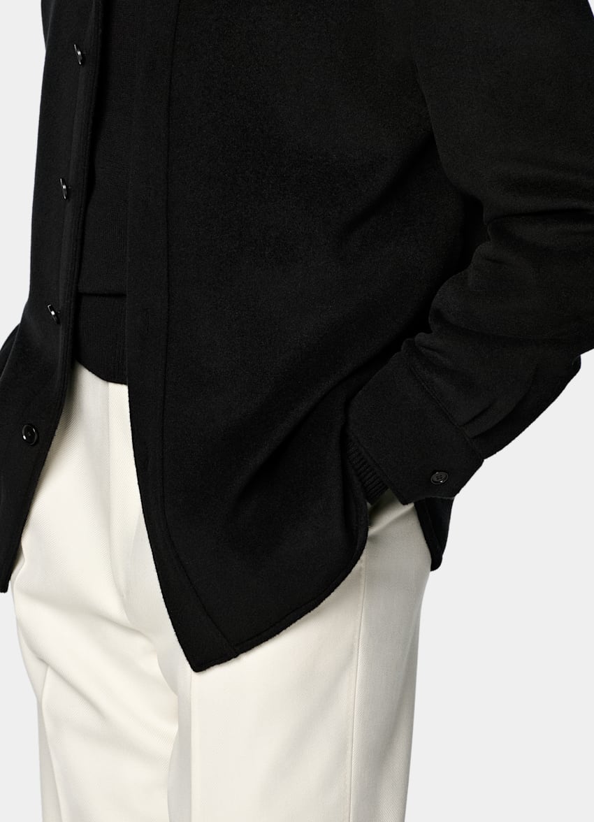 SUITSUPPLY Pure Wool Black Relaxed Overshirt Jacket