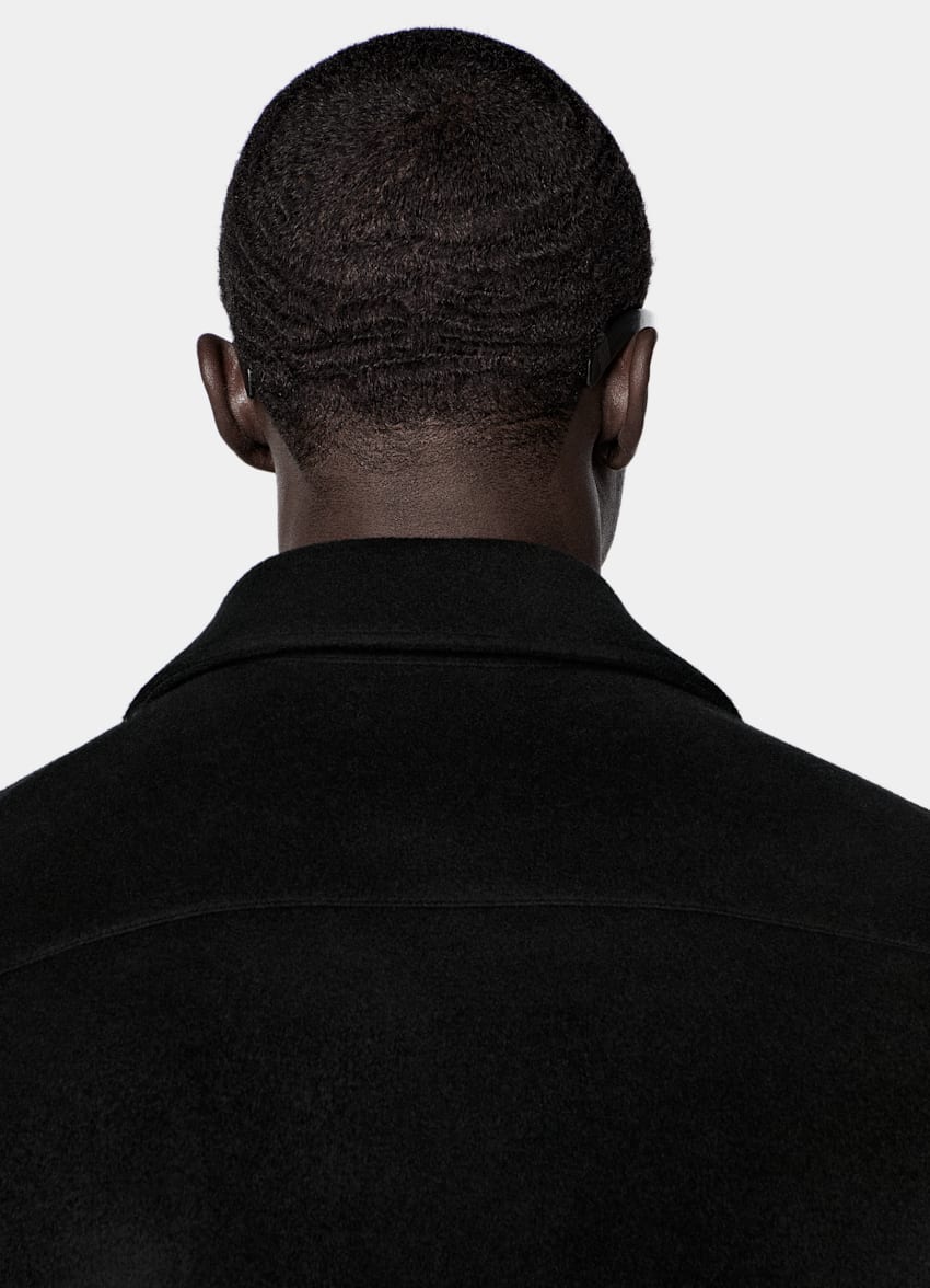 SUITSUPPLY Pure Wool Black Relaxed Overshirt Jacket