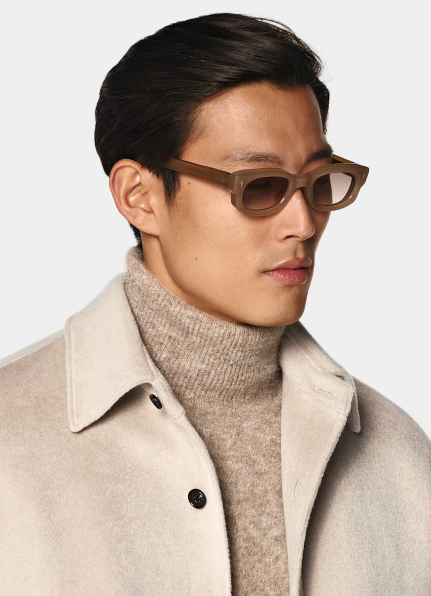SUITSUPPLY Pura lana Giacca camicia taupe chiaro relaxed fit
