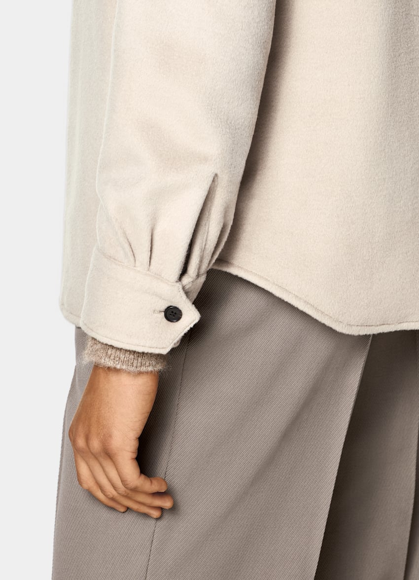 SUITSUPPLY Pura lana Giacca camicia taupe chiaro relaxed fit