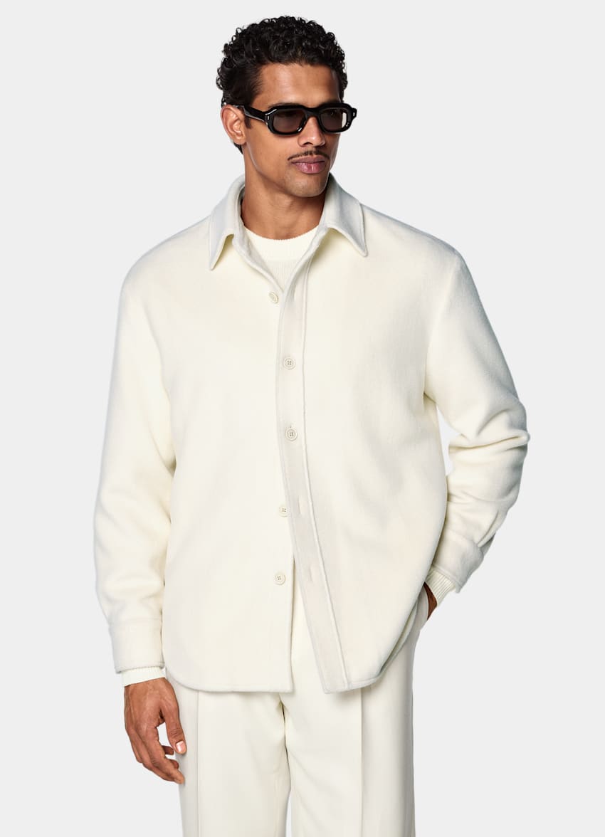 SUITSUPPLY Pure Wool Off-White Relaxed Overshirt Jacket