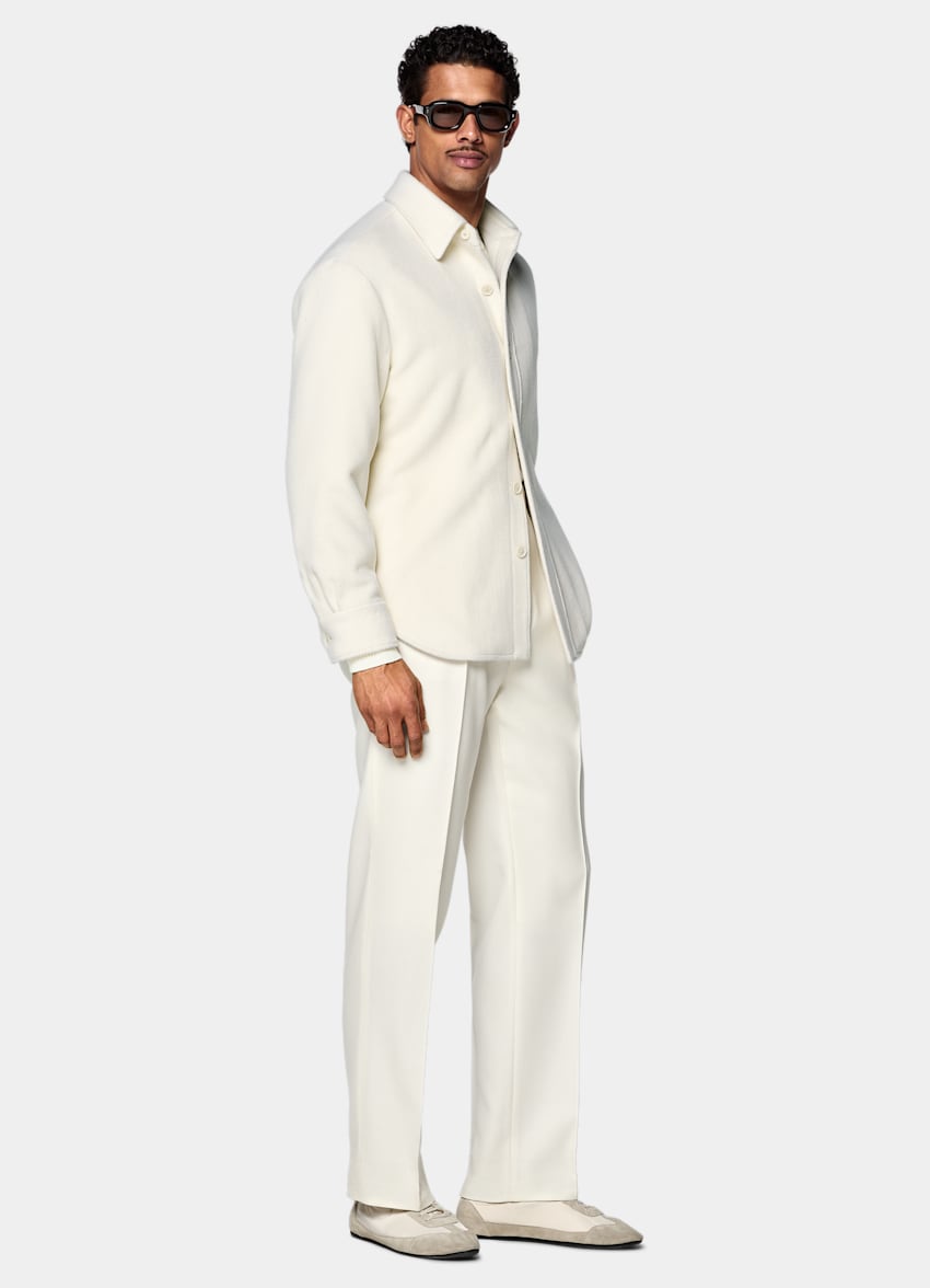 SUITSUPPLY Pure Wool Off-White Relaxed Overshirt Jacket