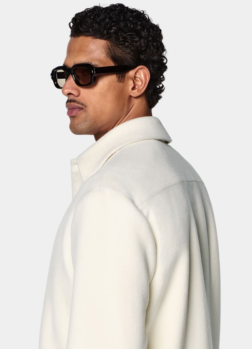 SUITSUPPLY Pure Wool Off-White Relaxed Overshirt Jacket