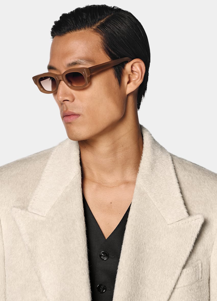 SUITSUPPLY Llama Wool by Piacenza, Italy Light Taupe Overcoat