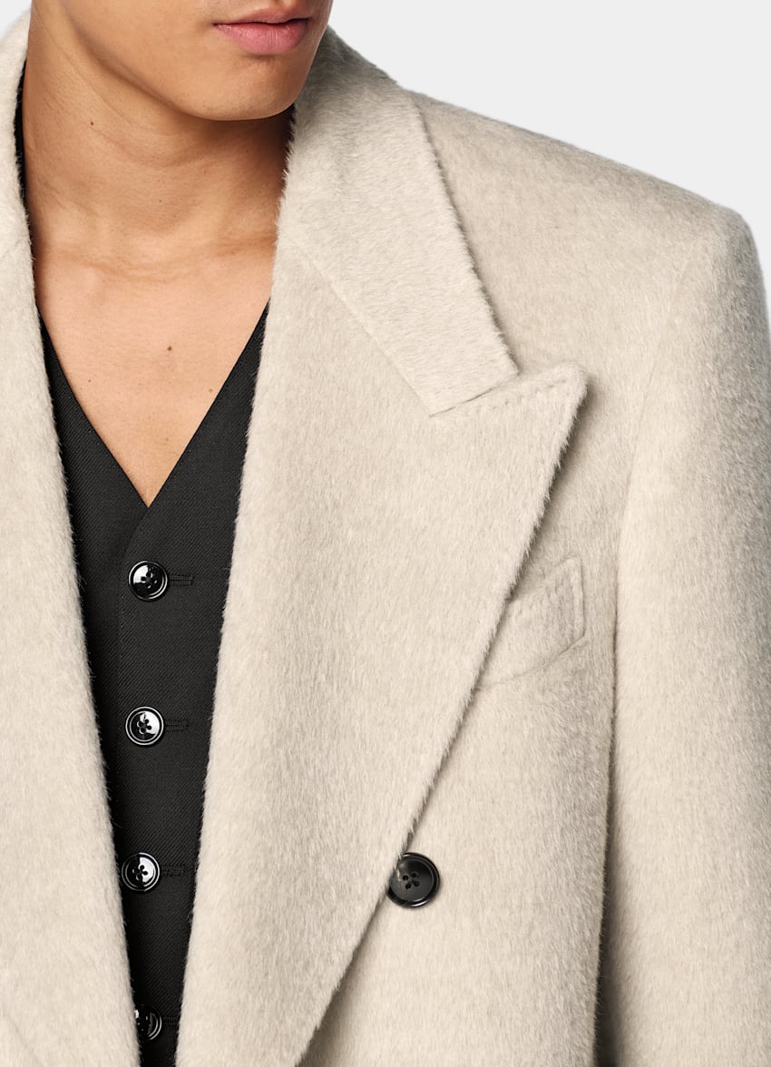 SUITSUPPLY Llama Wool by Piacenza, Italy Light Taupe Overcoat