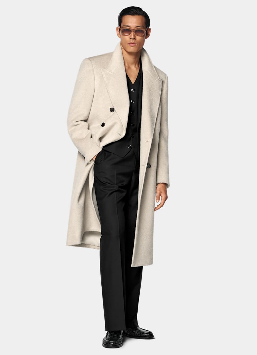 SUITSUPPLY Llama Wool by Piacenza, Italy Light Taupe Overcoat