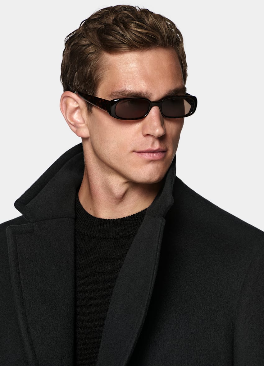 SUITSUPPLY Wool Cashmere Black Overcoat