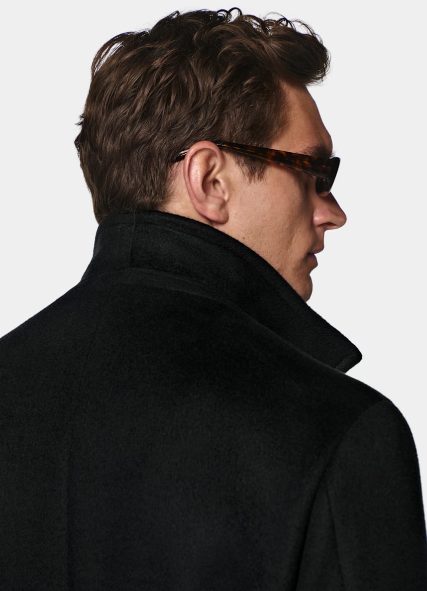 SUITSUPPLY Wool Cashmere Black Overcoat