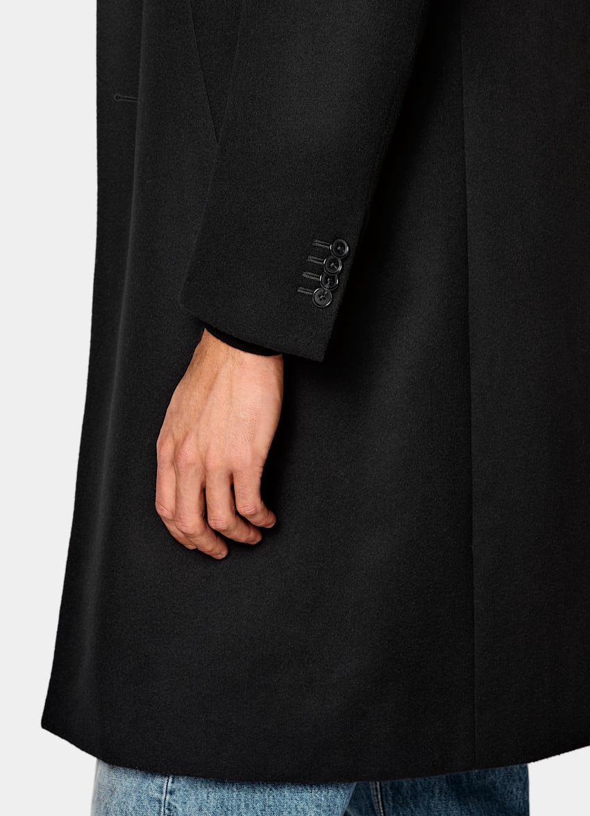 SUITSUPPLY Pure Wool Black Overcoat