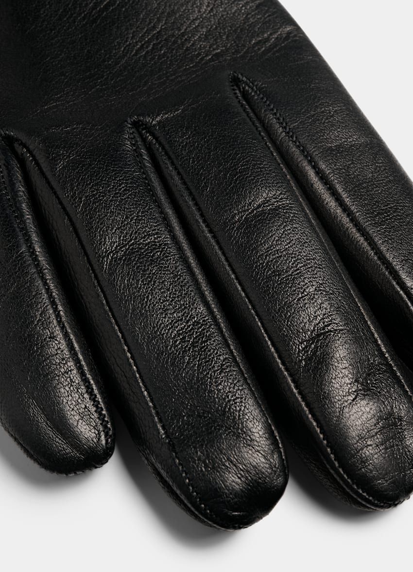 SUITSUPPLY Leather Black Gloves