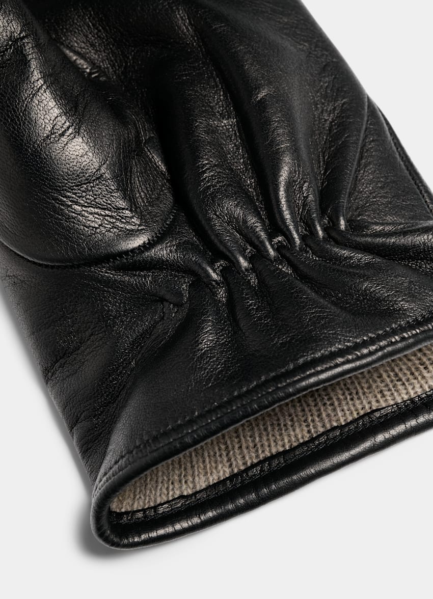SUITSUPPLY Leather Black Gloves