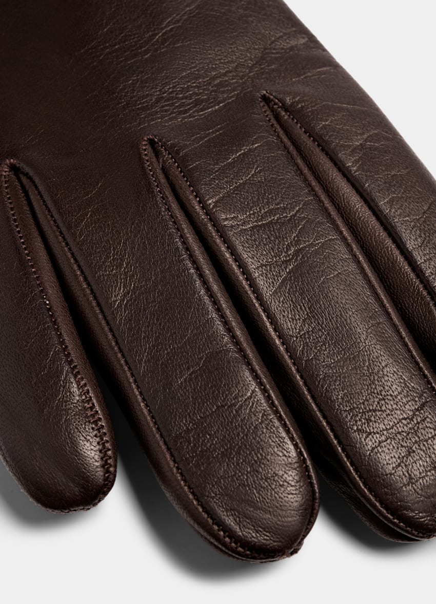 SUITSUPPLY Leather Dark Brown Gloves