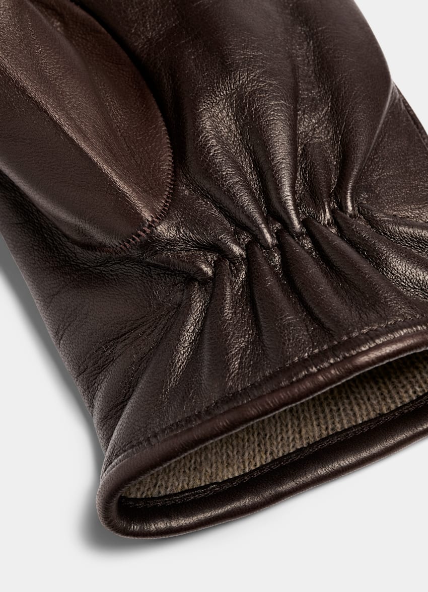 SUITSUPPLY Leather Dark Brown Gloves