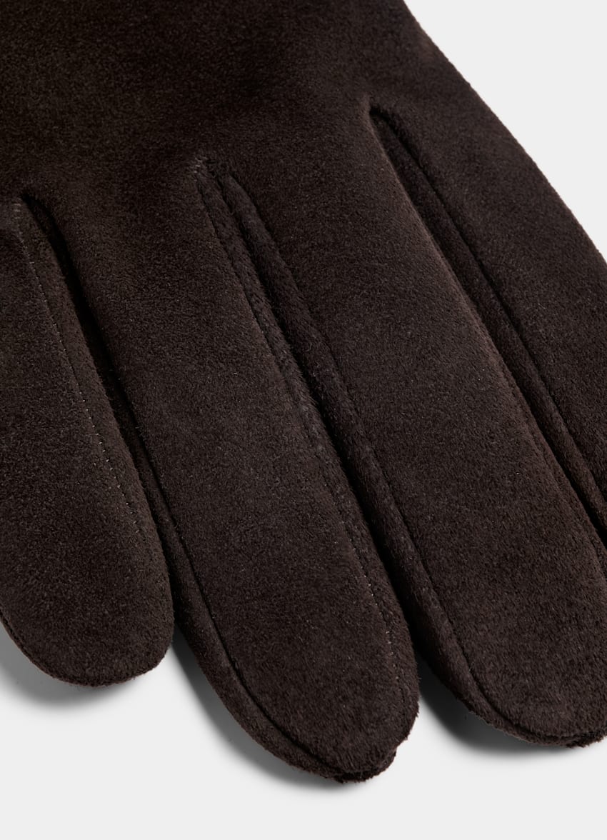 SUITSUPPLY Leather Dark Brown Gloves