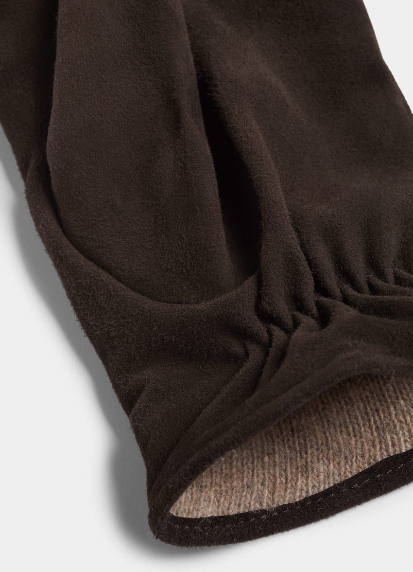 SUITSUPPLY Suede Brown Gloves