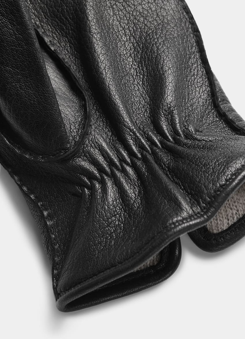 SUITSUPPLY Deer Leather Black Gloves