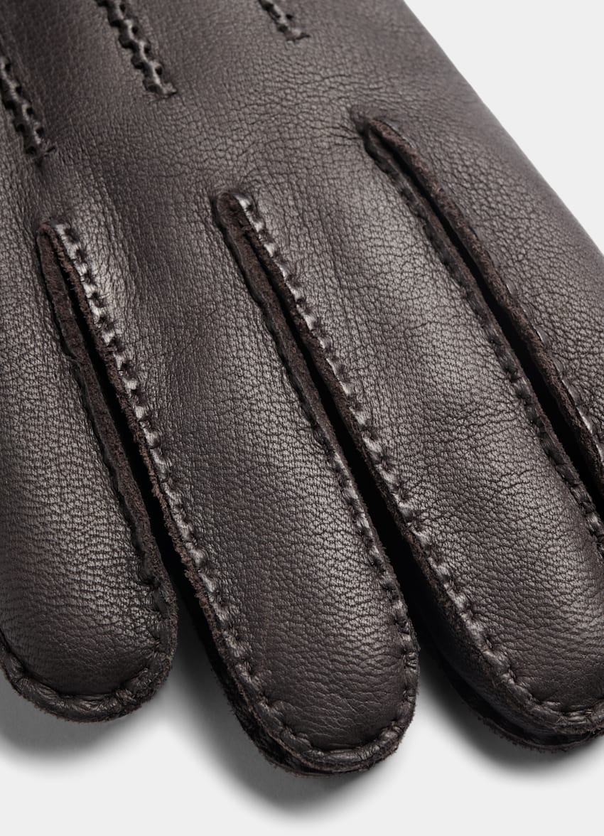 SUITSUPPLY Deer Leather Brown Gloves