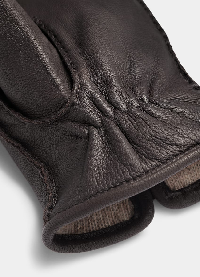 SUITSUPPLY Piel de ciervo Guantes marrones