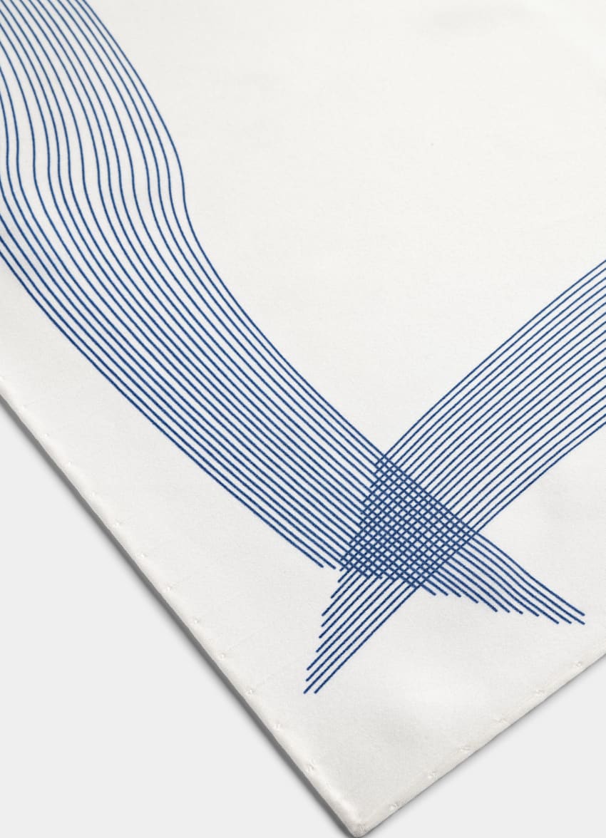 SUITSUPPLY Pura seda Pa&ntilde;uelo de bolsillo estampado color crudo