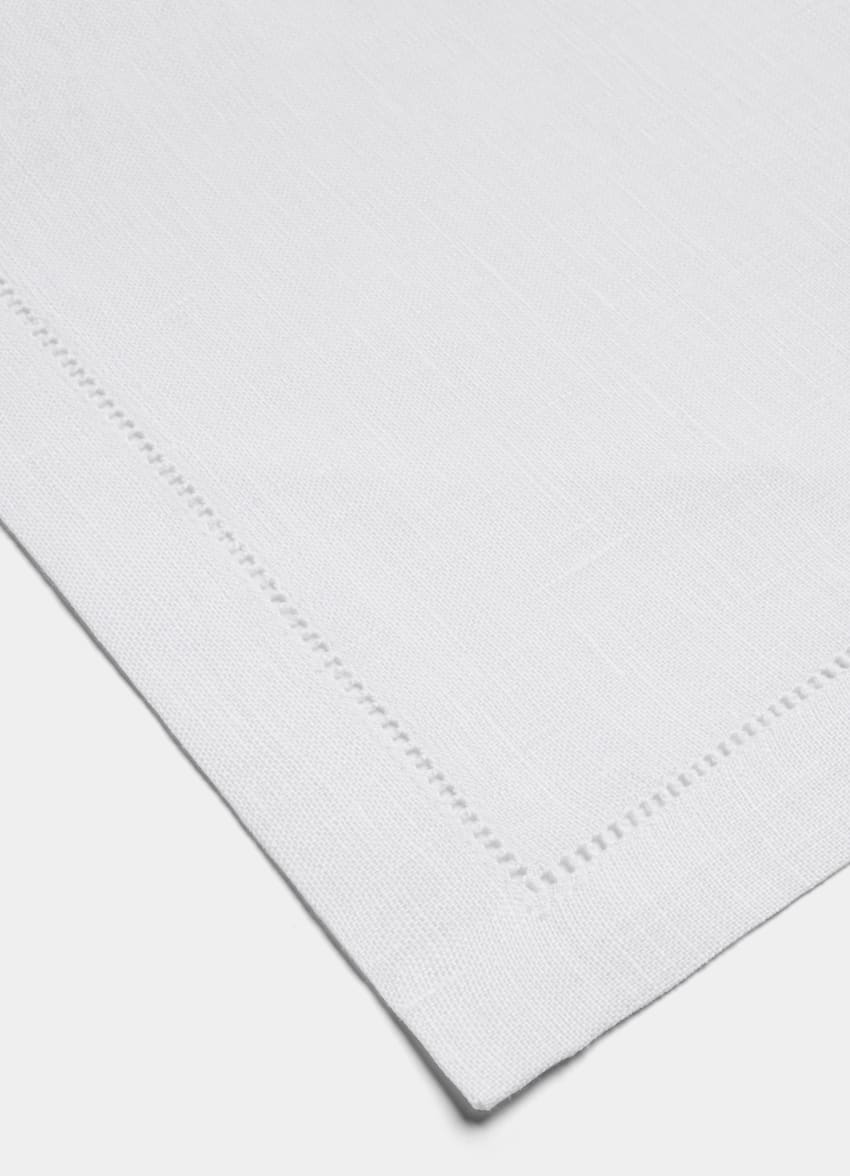 SUITSUPPLY Puro lino de Silk Pro, Italia Pañuelo de bolsillo blanco