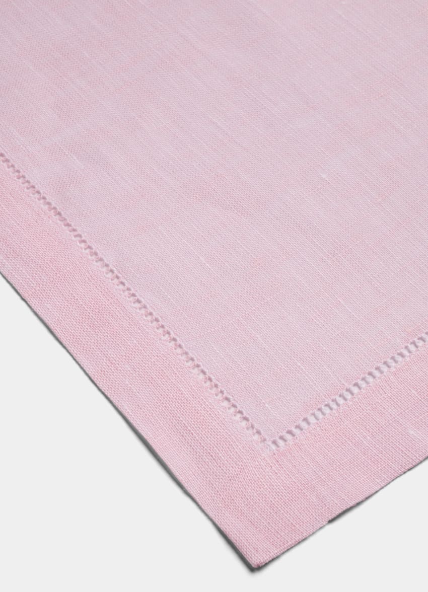 SUITSUPPLY Puro lino de Silk Pro, Italia Pañuelo de bolsillo rosa