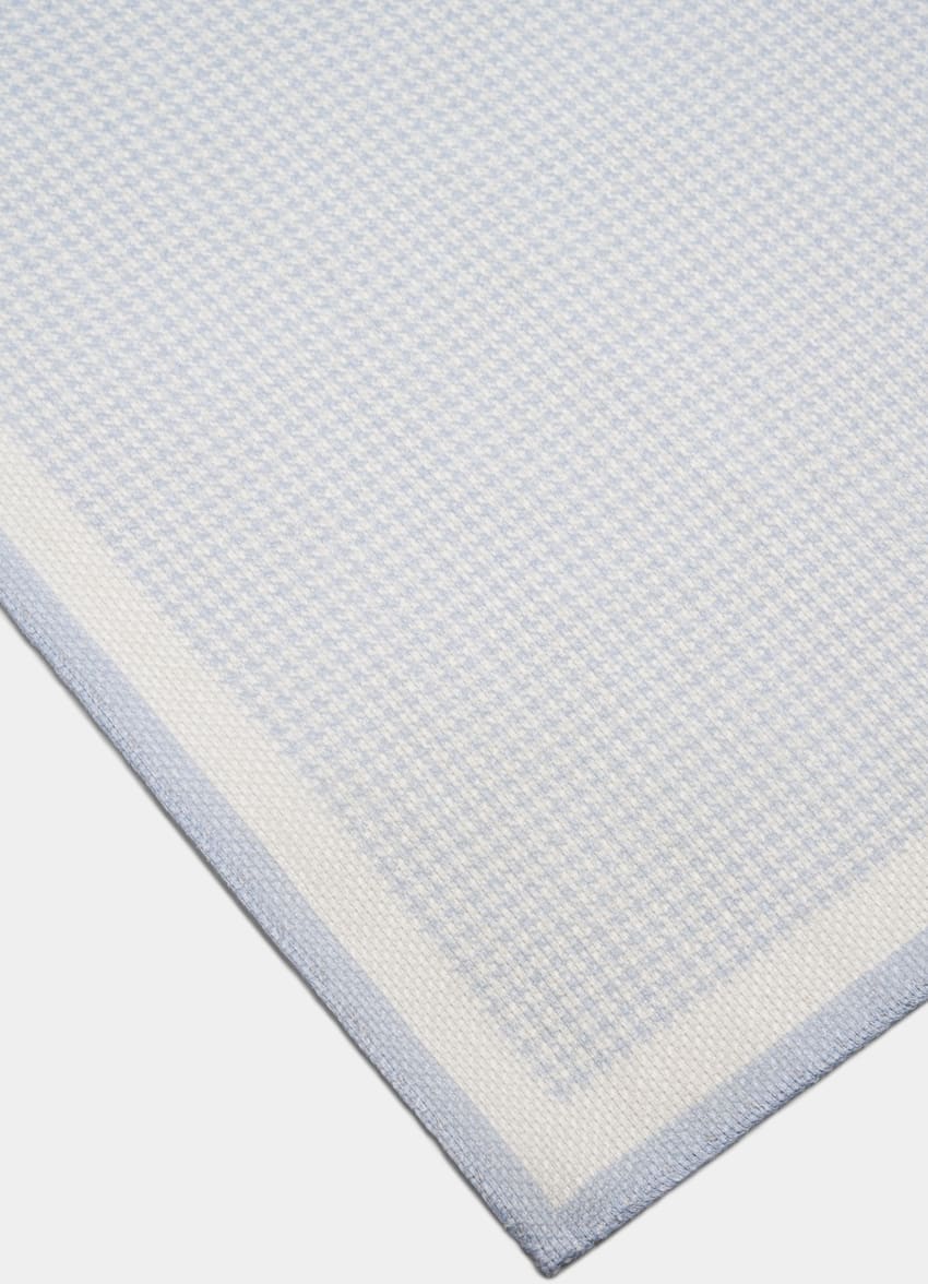 SUITSUPPLY Lino y algodón de Silk Pro, Italia Pañuelo de bolsillo azul claro con motivo gráfico
