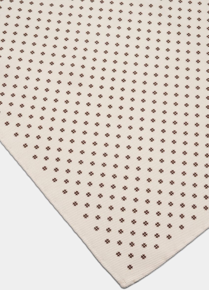 SUITSUPPLY 意大利 Silk Pro 生产的真丝面料 米白色花卉口袋巾