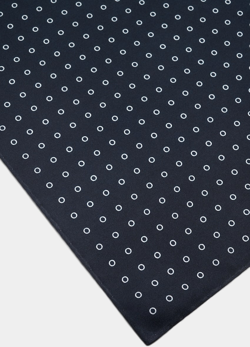 SUITSUPPLY Pure Silk by Silk Pro, Italy Navy Graphic Pocket Square