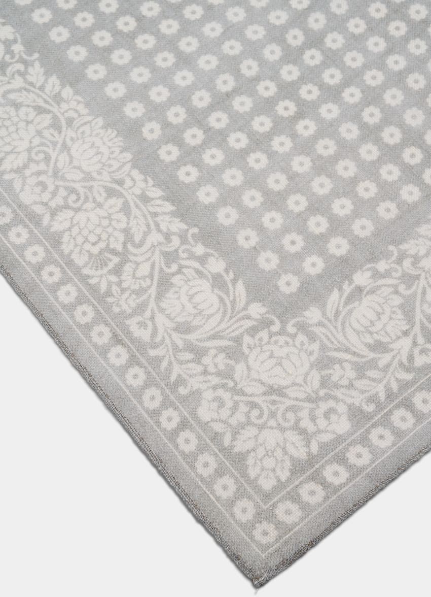 SUITSUPPLY Pur lin - Silk Pro, Italie Pochette gris clair motif graphique