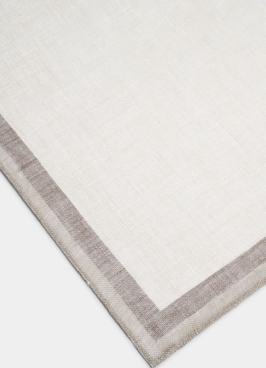 SUITSUPPLY Puro lino de Silk Pro, Italia Pañuelo de bolsillo color crudo