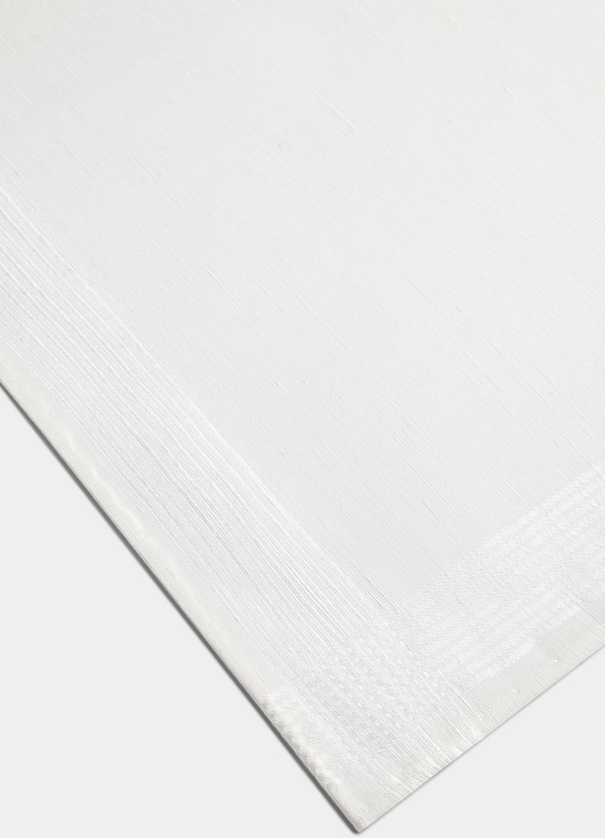 SUITSUPPLY Linen Silk by Canepa, Italy White Pocket Square