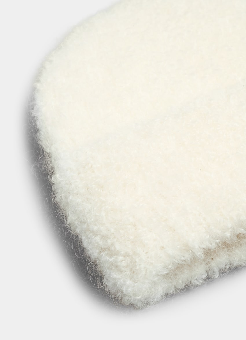 SUITSUPPLY Mohair Wool Nylon Off-White Beanie