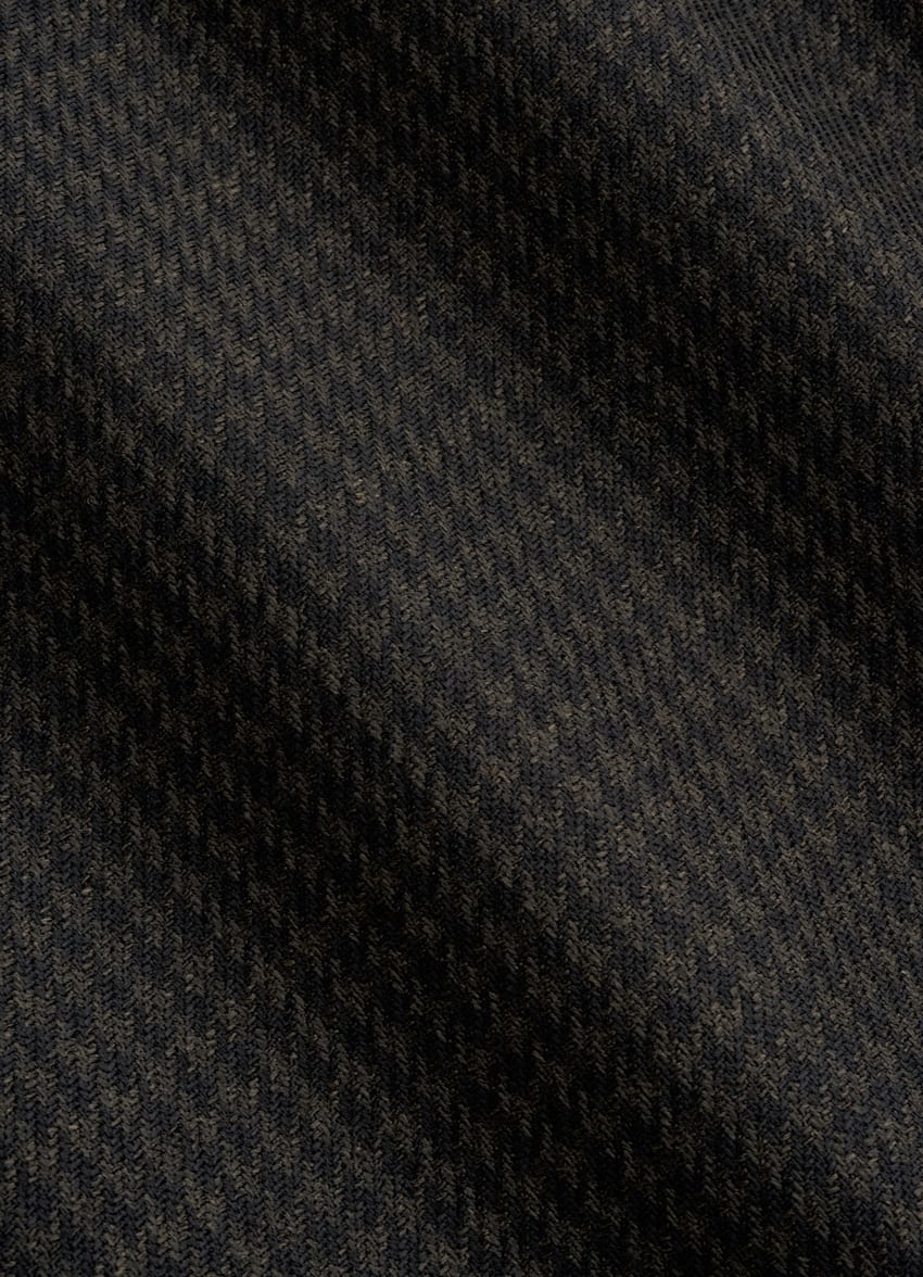 SUITSUPPLY Winter Wool Mohair by Delfino, Italy Dark Green Houndstooth Tailored Fit Milano Blazer